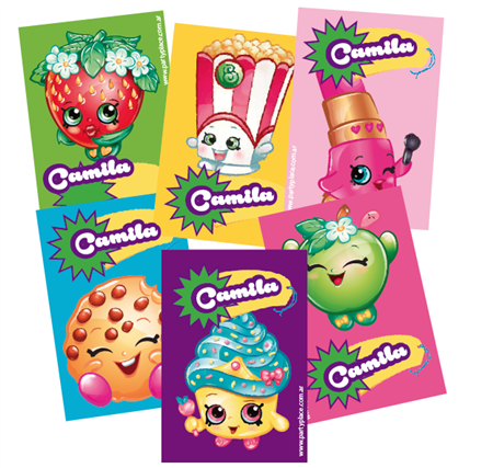 Stickers rect. gdes. Shopkins 16u Pers